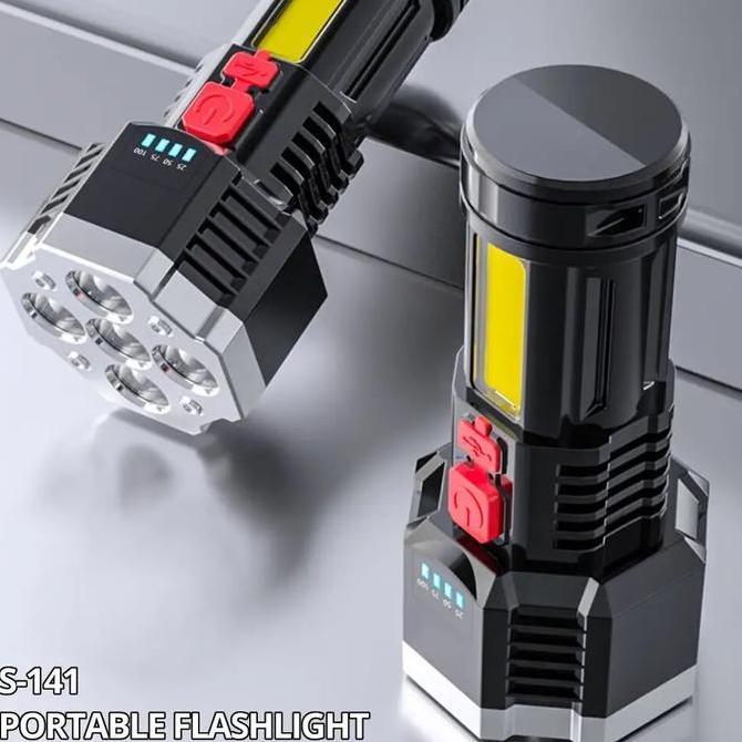 Senter Led Usb Lampu Senter 5 Mata Led Flashlight Penerangan