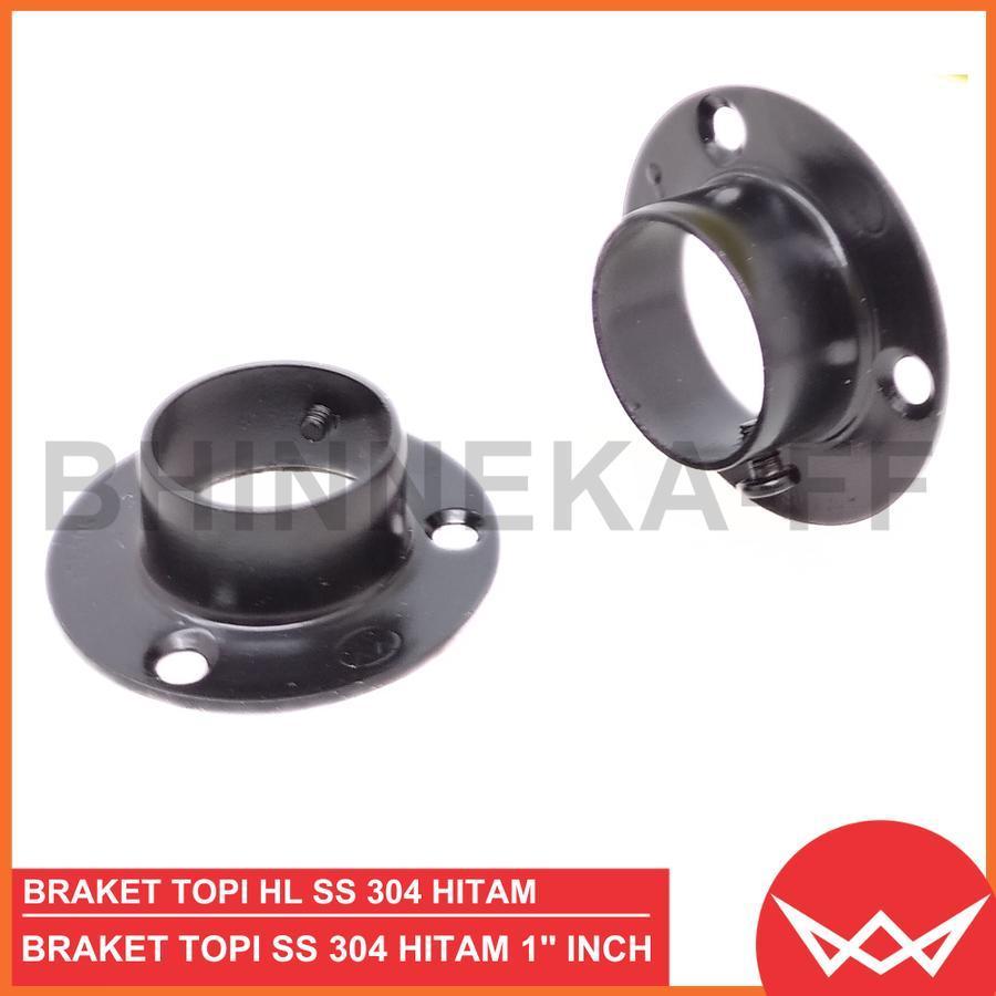 Bracket Topi Pipa 1" HL SUS 304 HITAM / Braket Pipa Gantungan Baju Bracket Topi Stainless SUS 304 1 