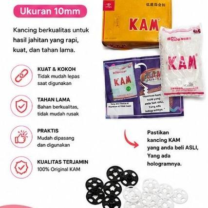 Kancing Cetet Jepret Snap Button Plastik KAM 1CM Putih Bening 1000 pcs /Cetet/Jepret Plastik Warna B