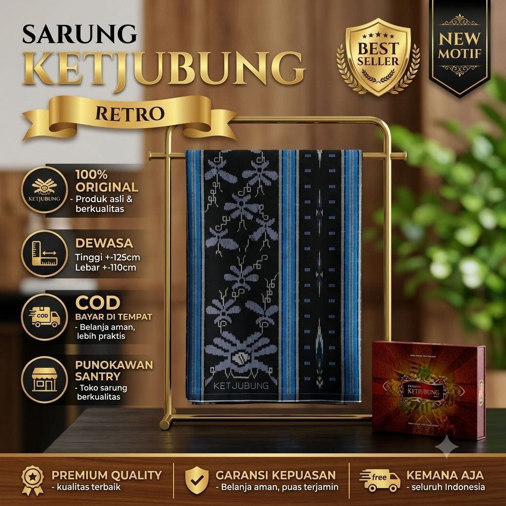 SARUNG KETJUBUNG RETRO TJM/SKG/TCW/TPI RED GOLD FULL SONGKET ATBM JAHITAN TENGAH ORIGINAL