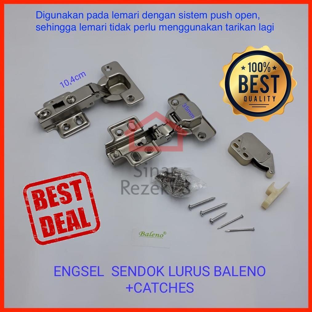 Engsel Sendok Lurus Baleno + Minilatch / Catches Push to Open Pintu Lemari Terbuka Tekan