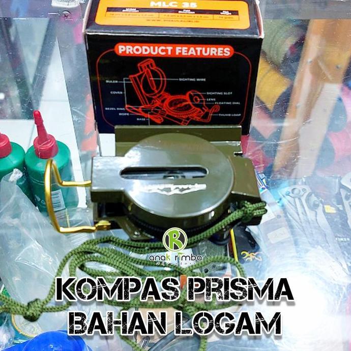 Kompas Prisma Bahan Metal Free Tali Gantung Kompas Bidik