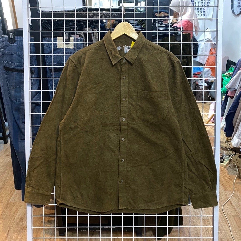 Muji Basic  Green Army Flannel Shirts #Fl1718