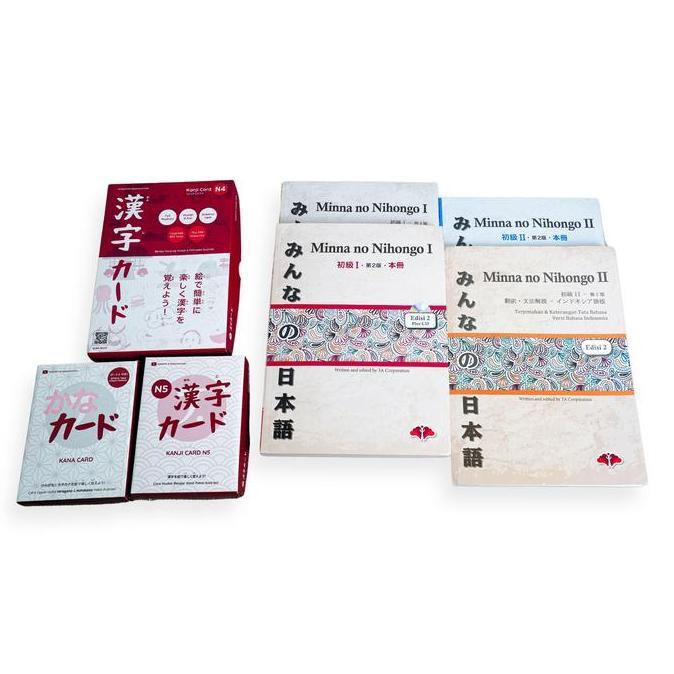 PROMO BUNDLING Minna No Nihongo Shokyu 1&2 + Kanji Card N5&N4 + Kana Card
