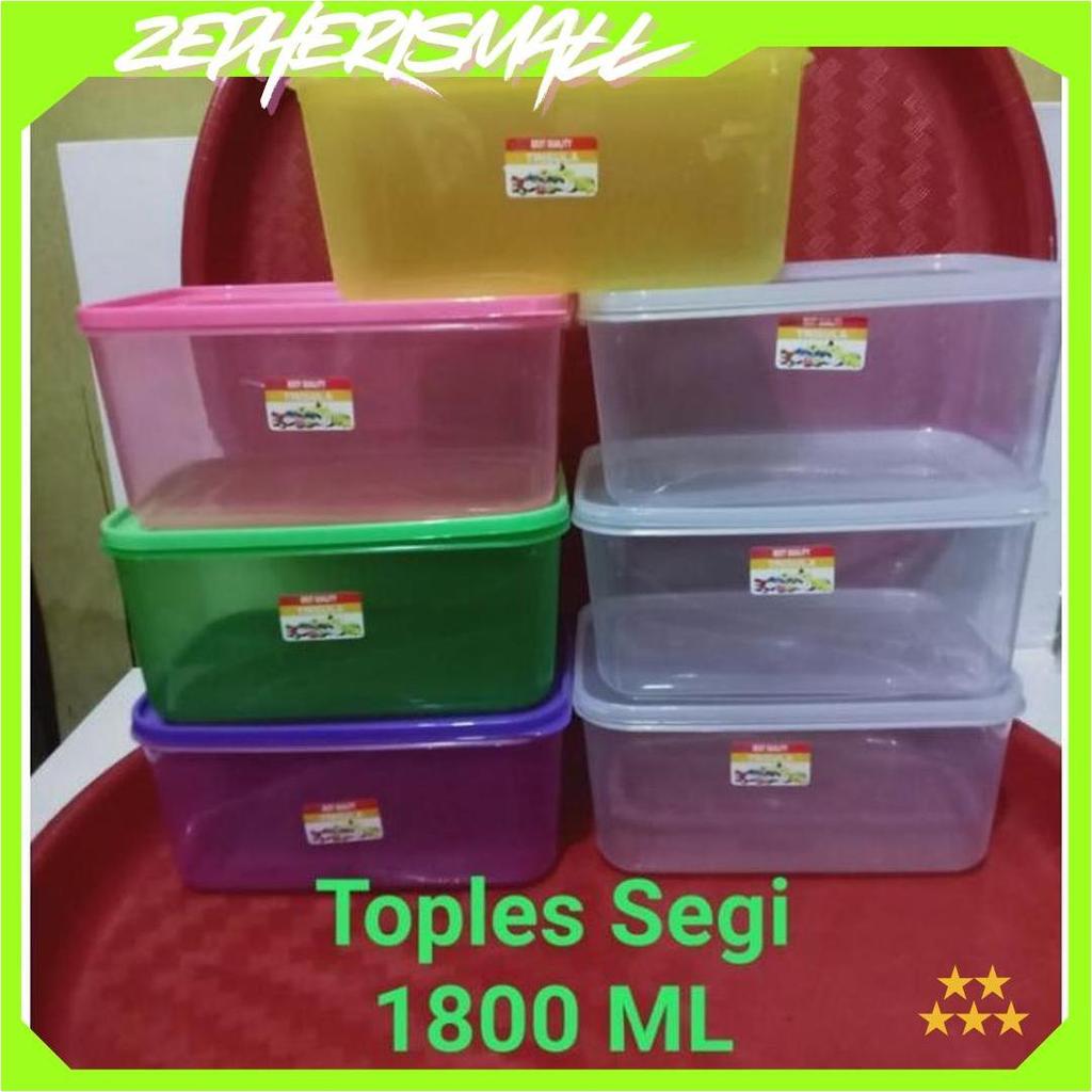 Toples Segi Plastik Bening 1800ml Kotak Makanan Ori