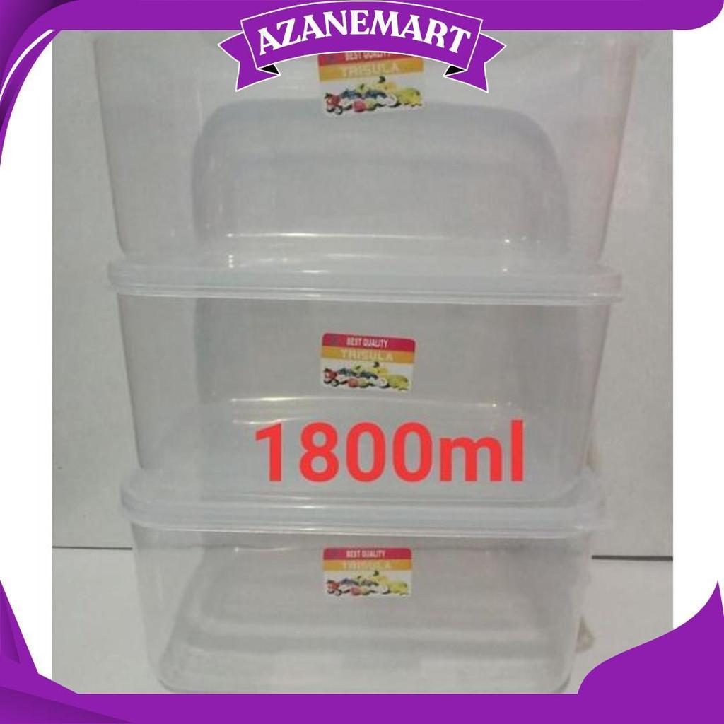 Toples Segi Plastik Bening 1800ml Kotak Makanan Teratas