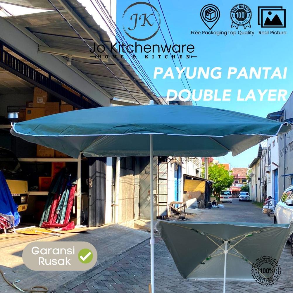 Payung pantai double layer / Tenda cafe payung jualan / Payung tenda premium