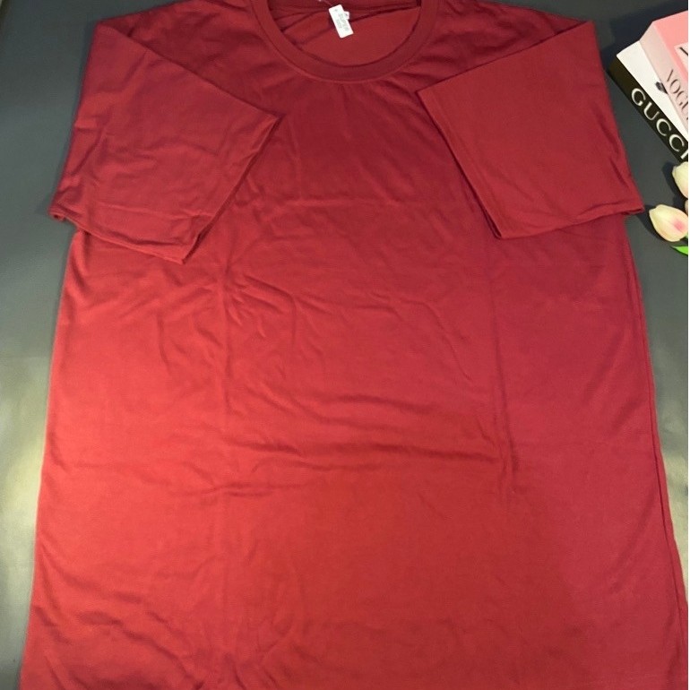 PL (BARU) Kaos Pria Jumbo Maroon Cotton Combed 24s Oversize 3XL