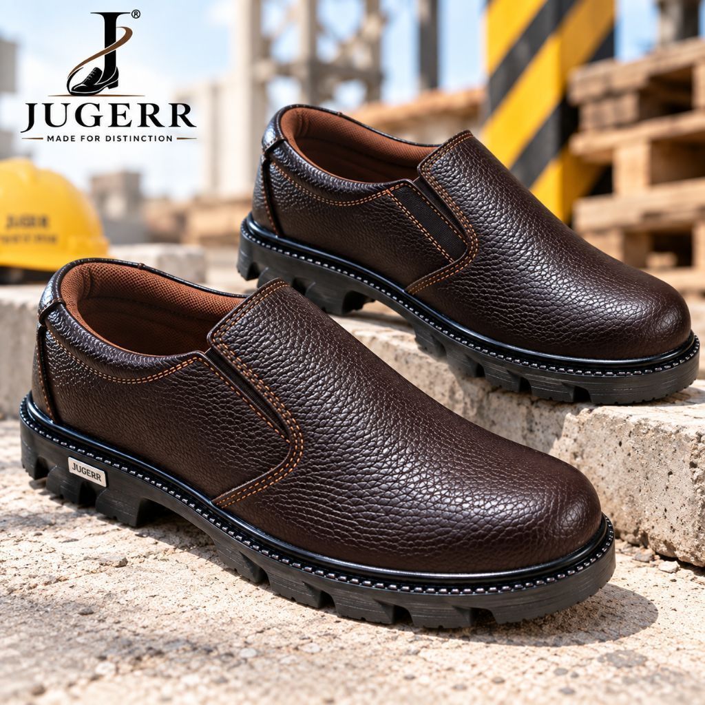 Sepatu Slip On Pria JUGERR warna cokelat dengan sol tebal model kasual (010)