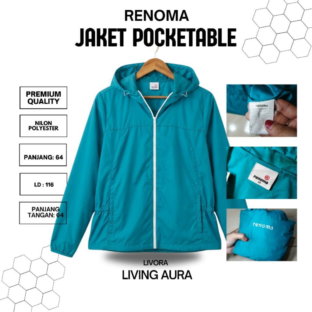 Jacket Pocketable Renoma Original Warna Hijau Toska