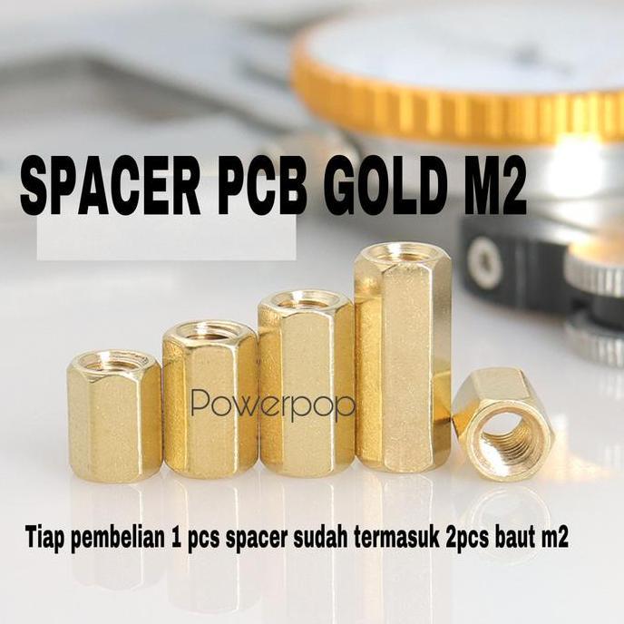 Spacer Kaki Pcb M2 Gold Kuningan F To F Tiang Spicer / Pcb Kaki M2