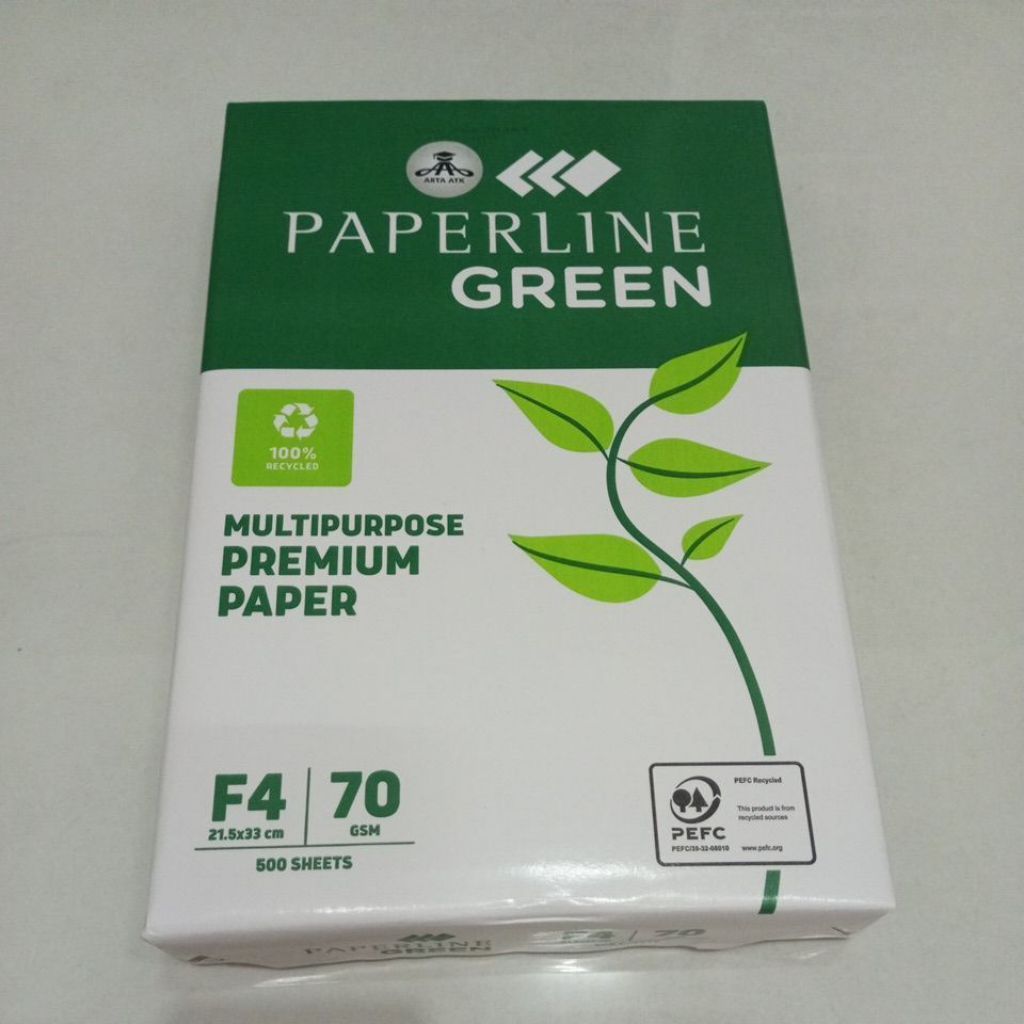 Kertas HVS PAPERLINE GREEN F4 70 GSM / Harga Untuk Per 1 Rim