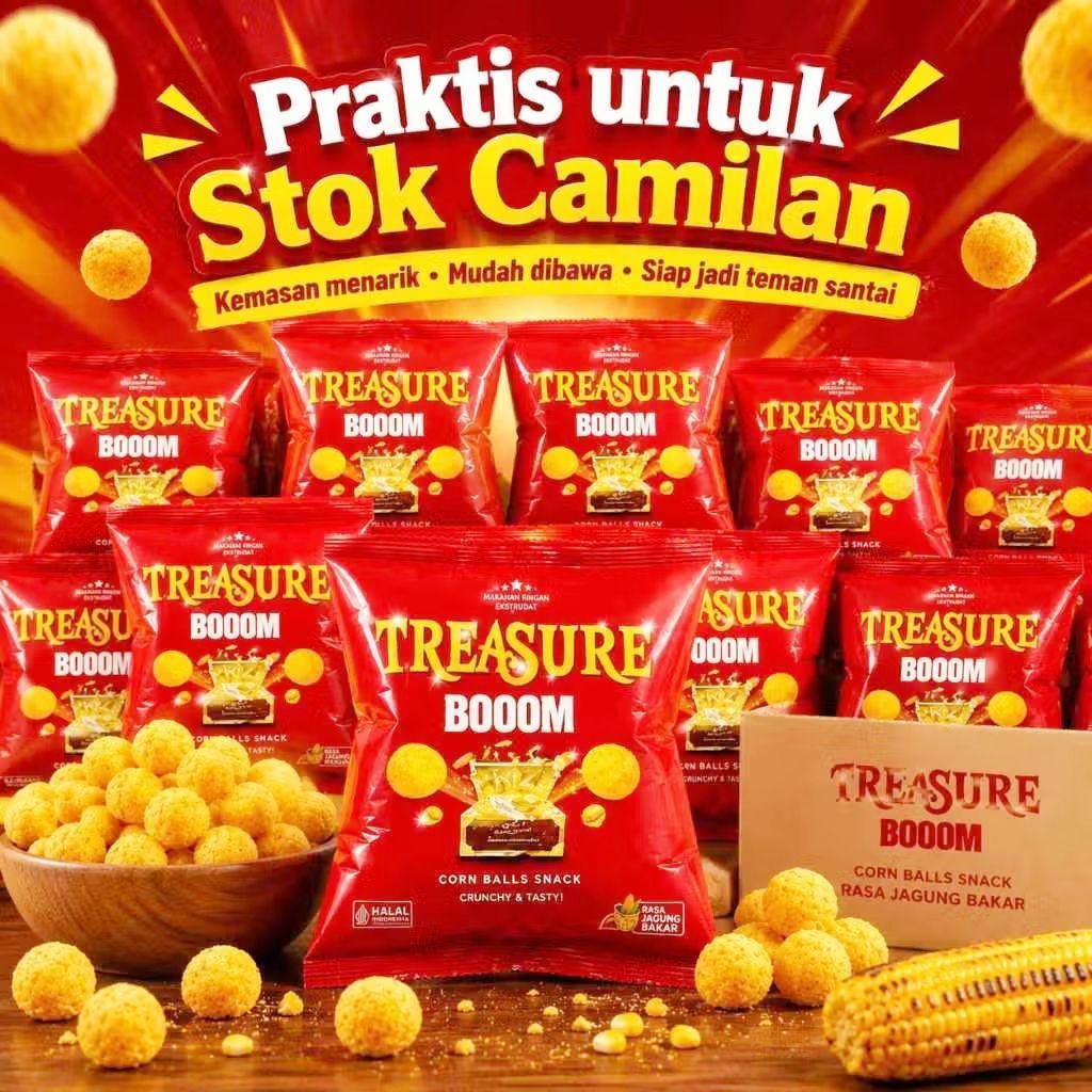 Viral Snack Treasure Boom 10 Pcs Berhadiah Uang