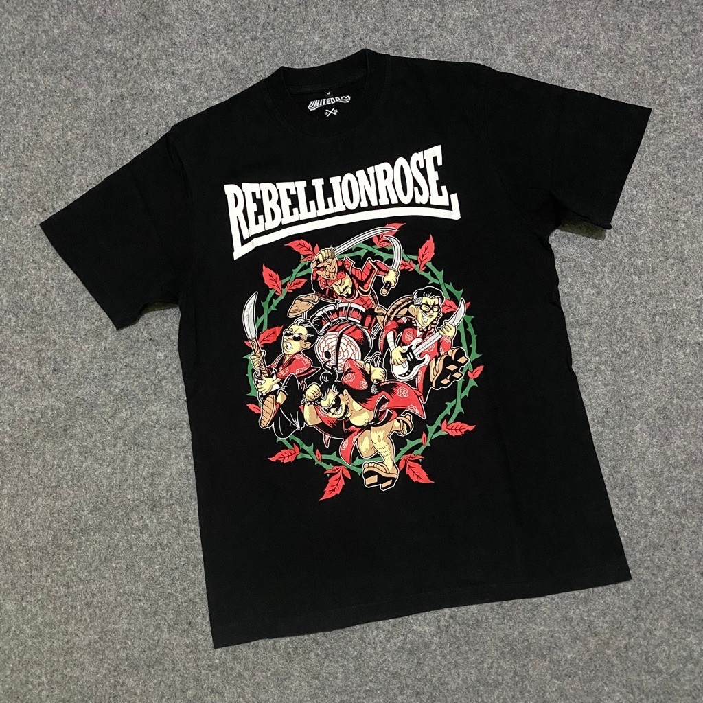 Rebellion Rose Original Kaos Band Hitam