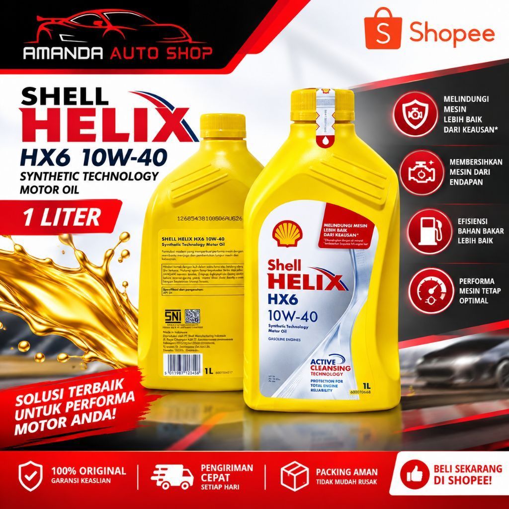 Oli mobil shell helix hx6 10w-40 1liter 100% ORI