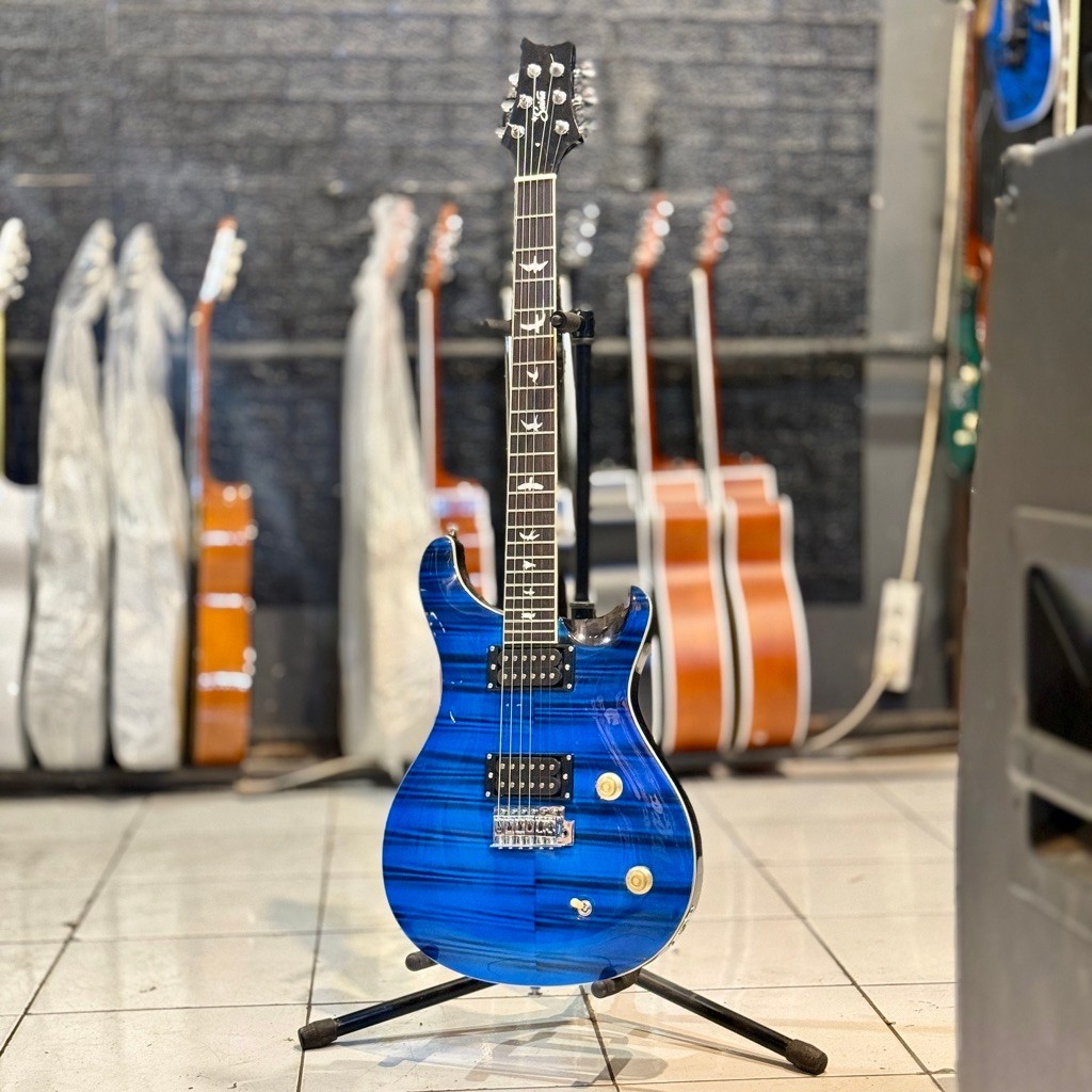 DIFERGIO Gitar Elektrik Blue Model Prs Blue Inlay Bird Mahogany Rosewood