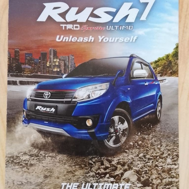 Brosur Toyota Rush TRD Sportivo Ultimo Unleash Yourself warna biru