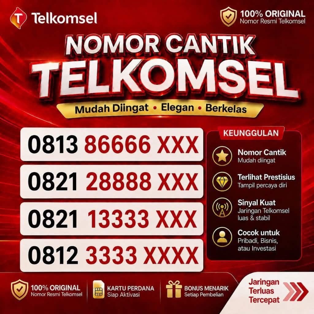 Nomor Cantik TELKOMSEL 3333,6666,7777,8888,9999 JARINGAN 4/5G BERLAKU SELURUH INDONESIA