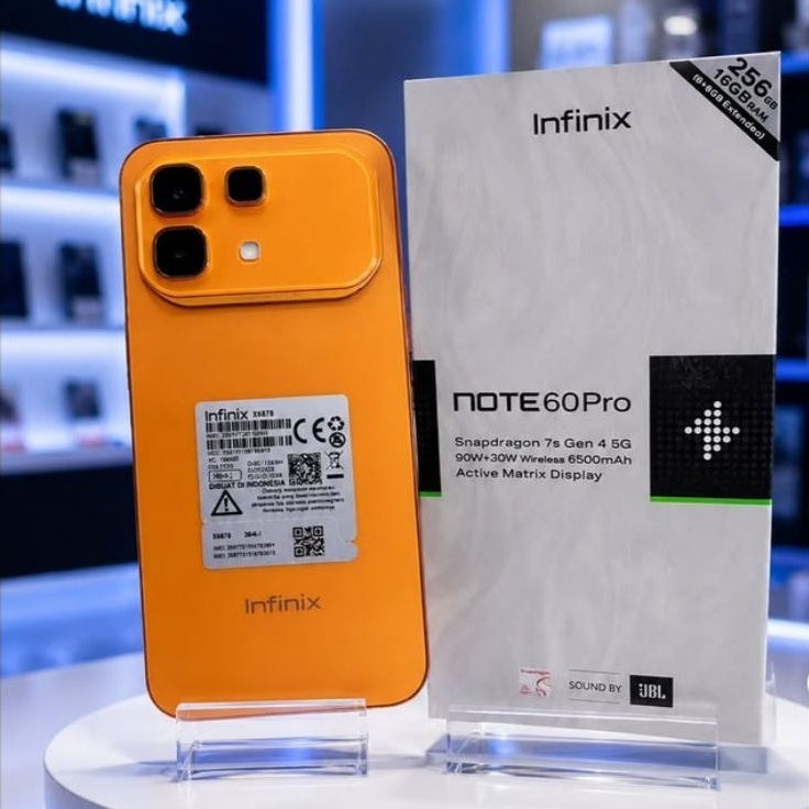 Smartphone Infinix NOTE60 Pro Snapdragon 7s Gen 4 5G 256GB RAM 16GB ROM warna oranye Second