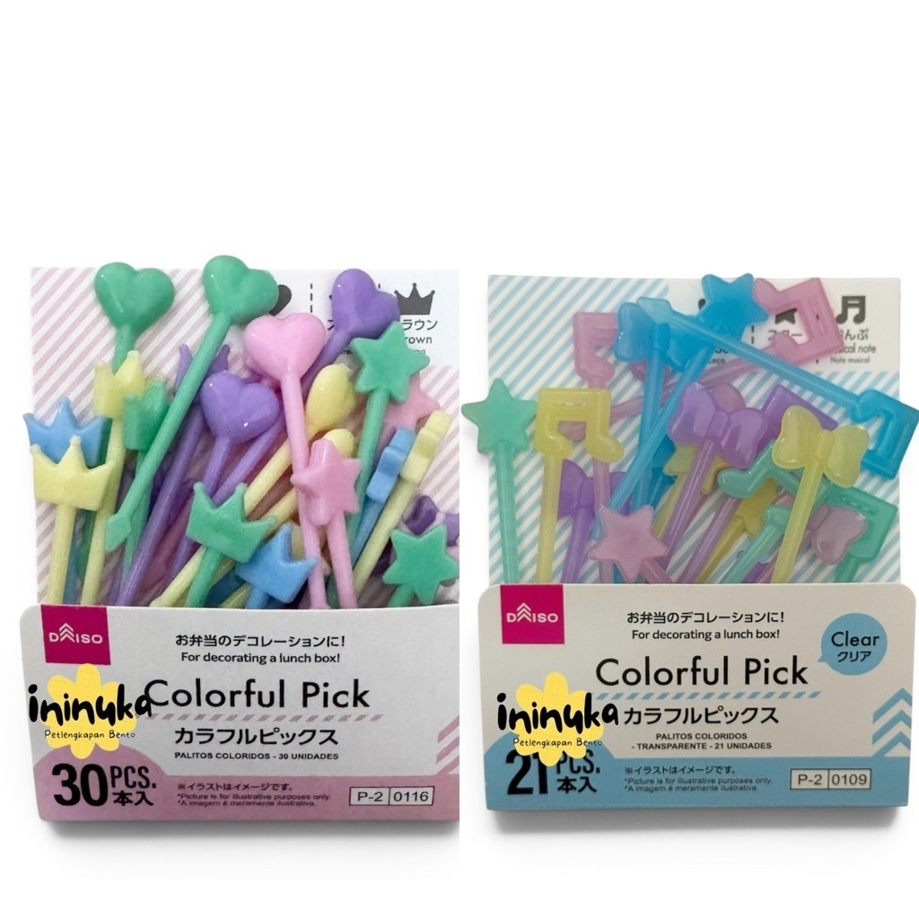 [Daiso] Bento Food Pick Colorful Series Tusukan Bekal Bento