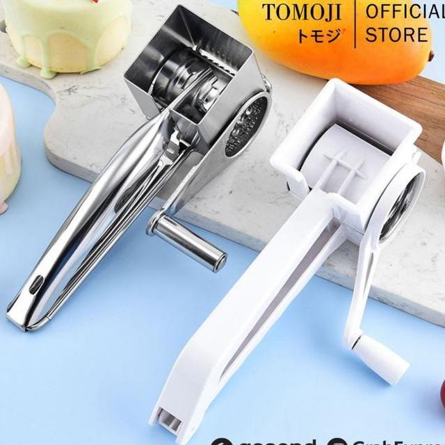Tomoji Cheese Grater Handheld Grinder Parutan Keju Manual Putar Stainless Steel Dan Plastik Alat Par