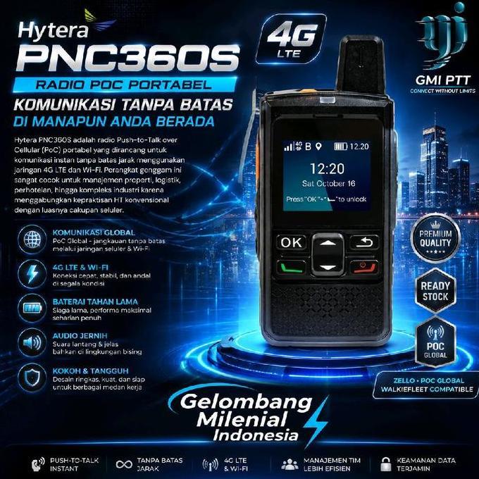 Hytera Ht Poc Pnc360S Walkiefleet Zello 4G Lte Gmi Ptt Dengan Semi Keypad Ip67 Tahan Debu Air Androi