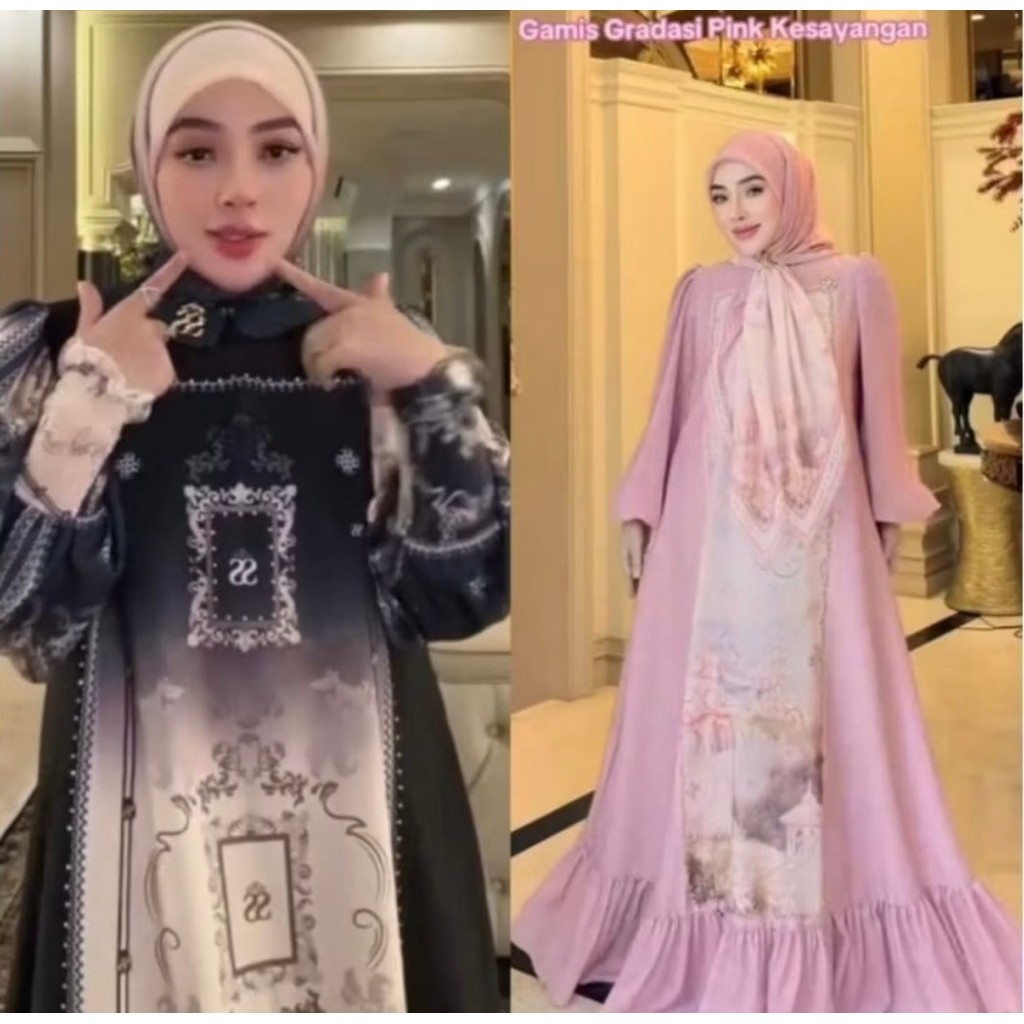 TERMURAH SHELLASAUKIA ORI GAMIS GRADIASI PiNK  Sutra Viral POLOS PUTIH SUTRA DRESS GRADIASI LEBARAN 