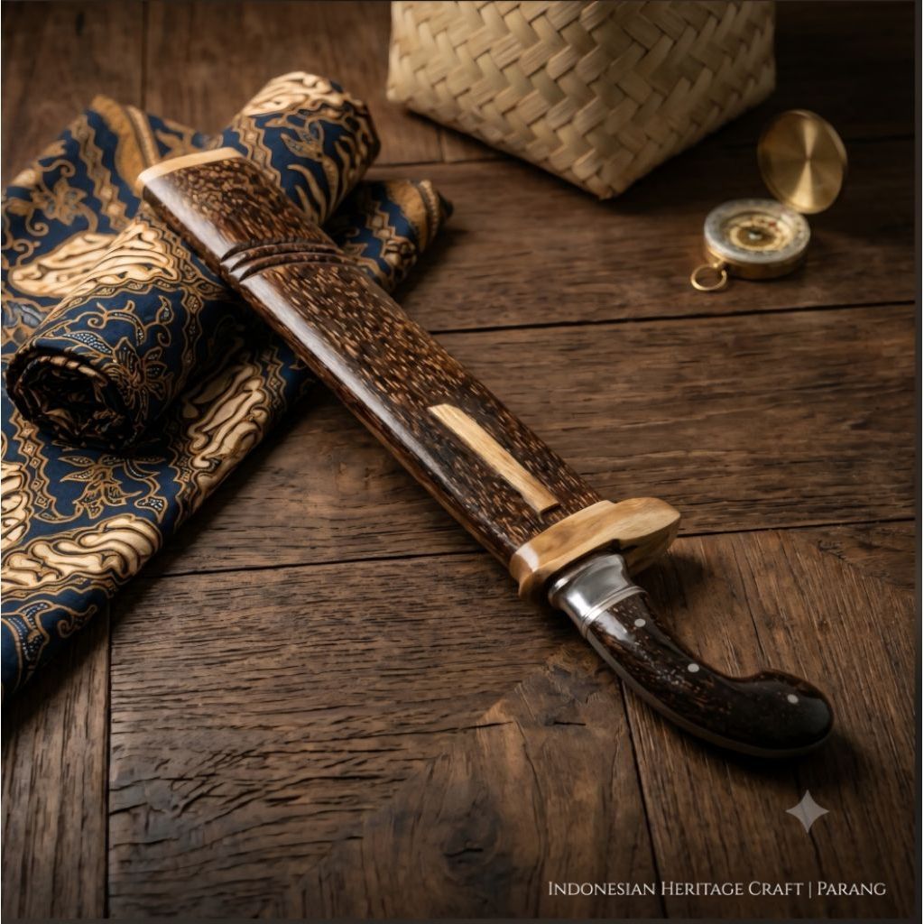 Golok Kerja Serbaguna Bilah Tajam | Gagang & Sarung Kayu Asli Motif Serat | Golok Kebun
