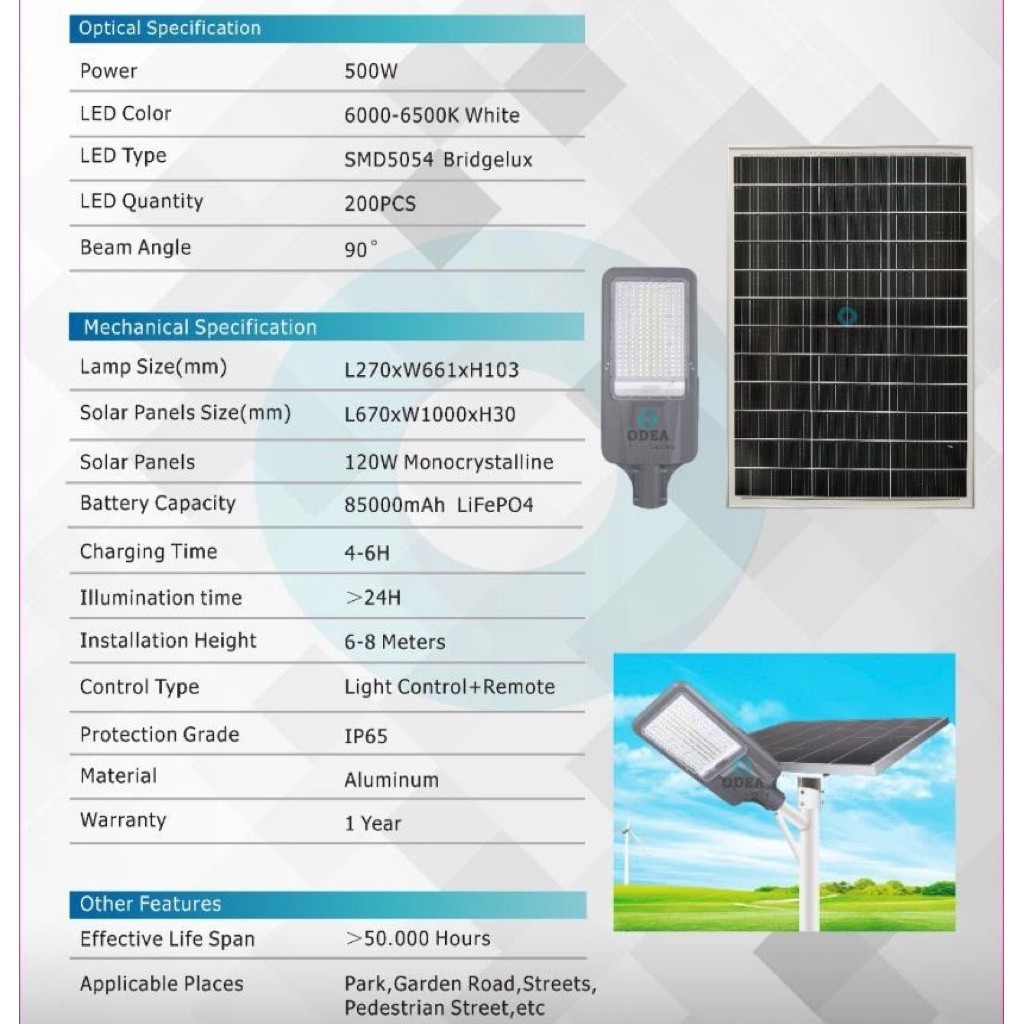 Lampu jalan solar cell 500 Watt PJU Solar Cell 500W Lampu Jalan Tenaga Surya 500W