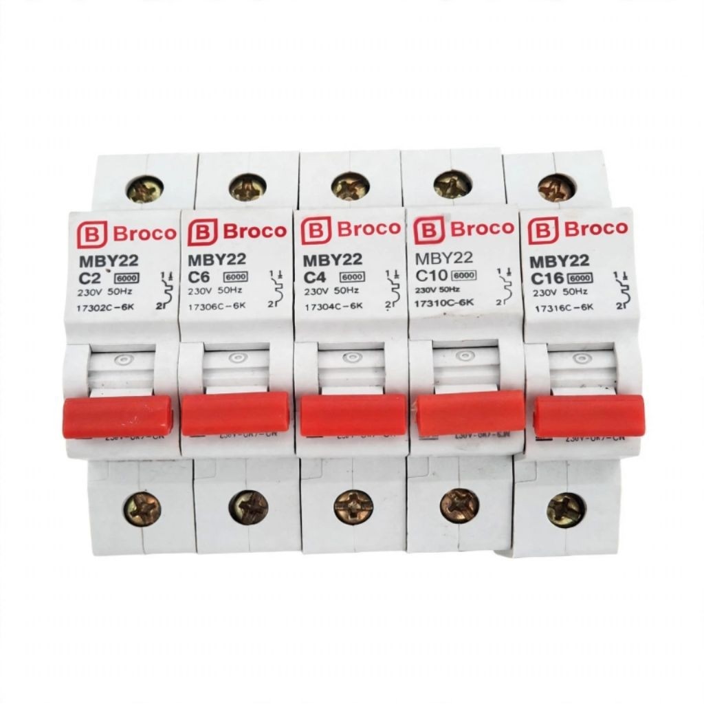MCB Broco MBY22 C2 C4 C6 C10 C16 1 Phase 6000 Original 100% - MCB Listrik Broco SNI