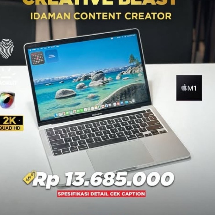 LAPTOP SECOND MACBOOK PRO 2020 | CPU : Apple M1/RAM : 16GB/SSD : 256GB/VGA : Apple M1/DISPLAY : 13.3