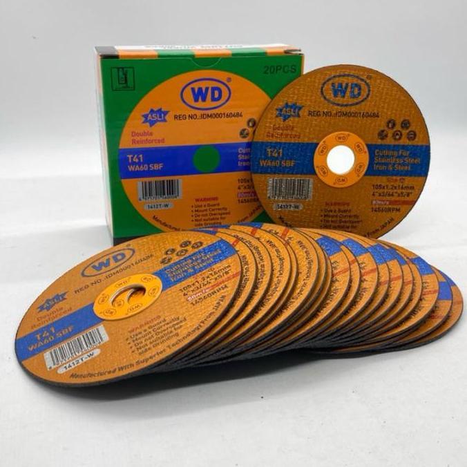 PREMIUM (GROSIR PERBOX 20PCS) WD Mata Gerinda Potong 4 Inch / Batu Gerinda Potong 4in / Batu Potong 