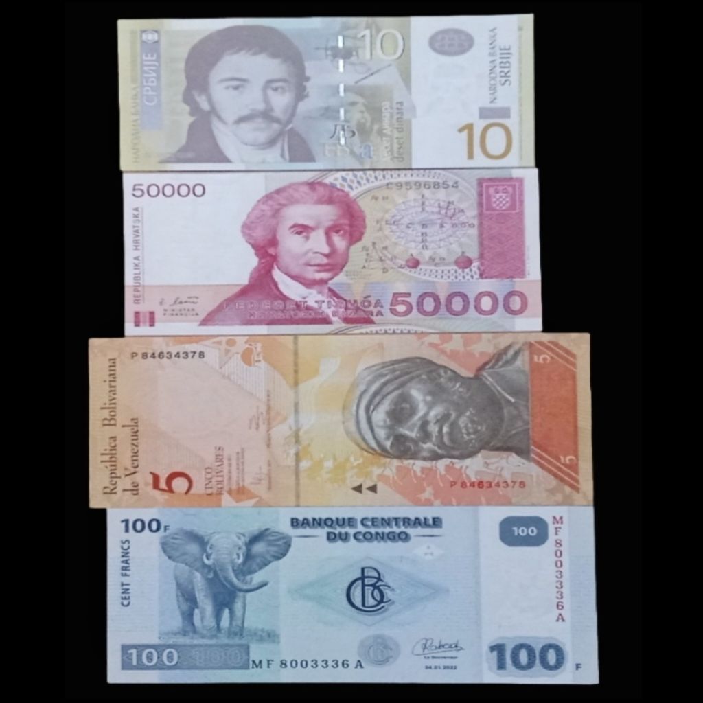 Uang Asing 4 Lembar Berbeda Negara UNC (Paket 1)
