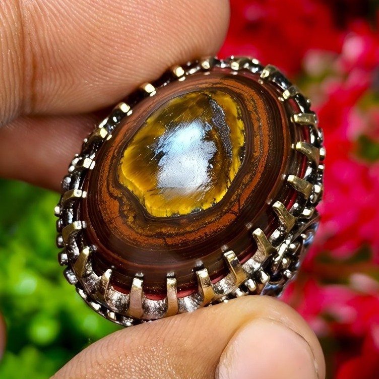 cincin batu akik puser bumi badar besi giwang lengket magnet