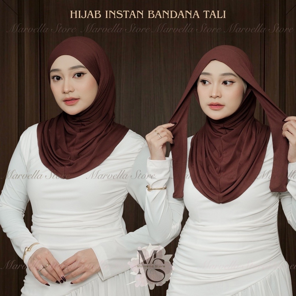 Hijab Instan Bandana Rayon Bergo Tali Bandana Viscose Rayon Spandex