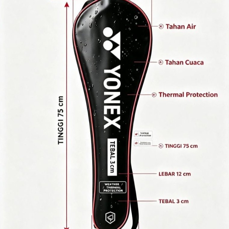 Tas raket badminton 1R standar YONEX