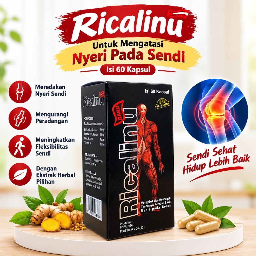 Ricalinu untuk Mengatasi Nyeri Pada Sendi Isi 60 kapsul dengan Ekstrak Herbal Pilihan