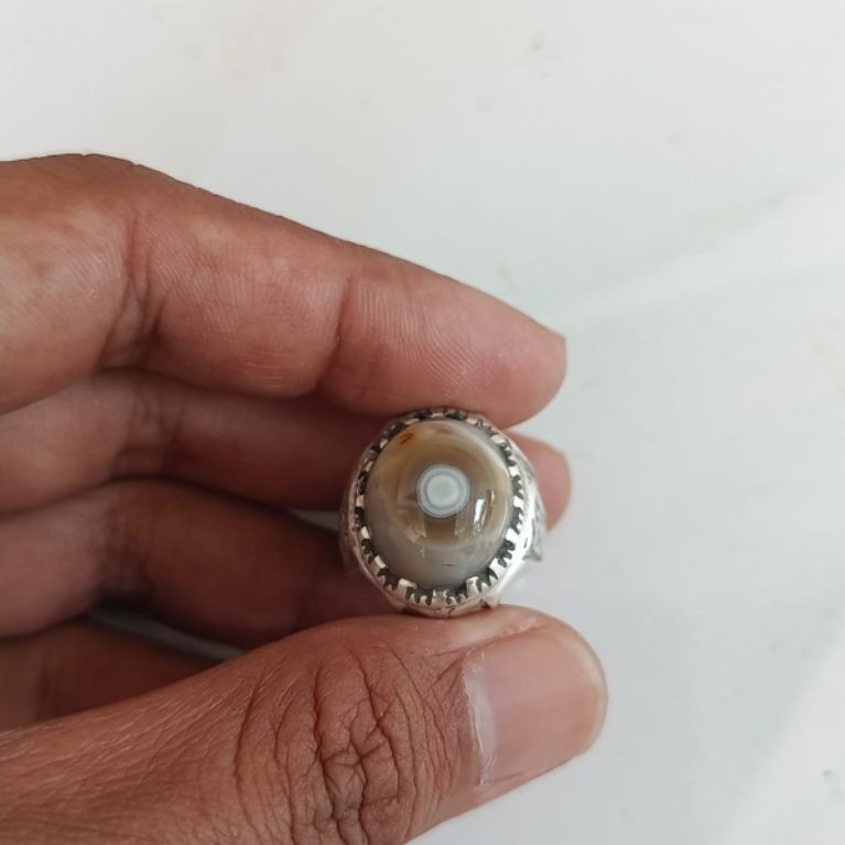 cincin akik yaman motif mata kikiran ring perak