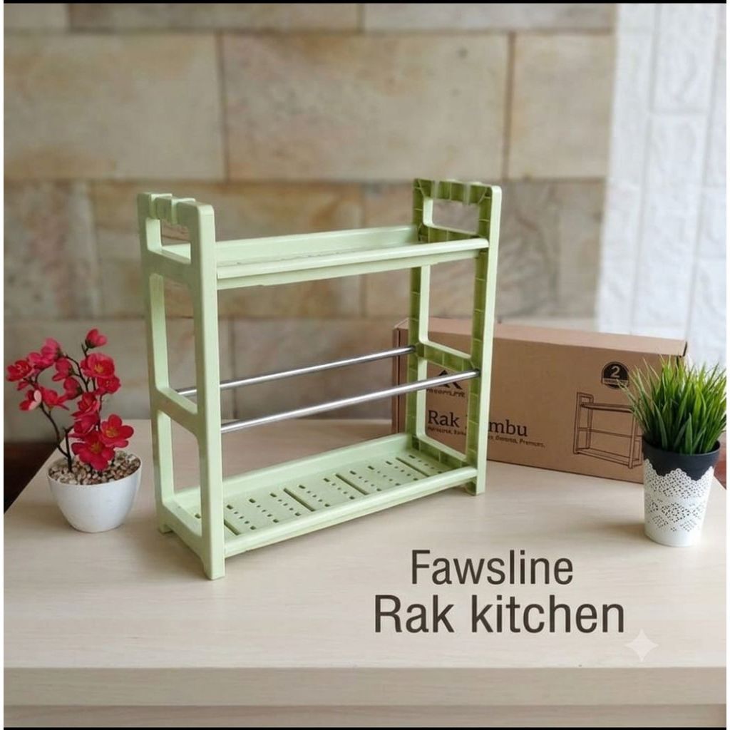 Rak Bumbu Dapur 2 Susun Plastik Fawsline / Rak Dapur Multifungsi Minimalis / Tempat Botol Bumbu