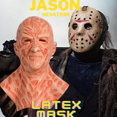Topeng Jason Freddy Krueger Latex Mask Costumes Adult Party Costume Halloween DISKON