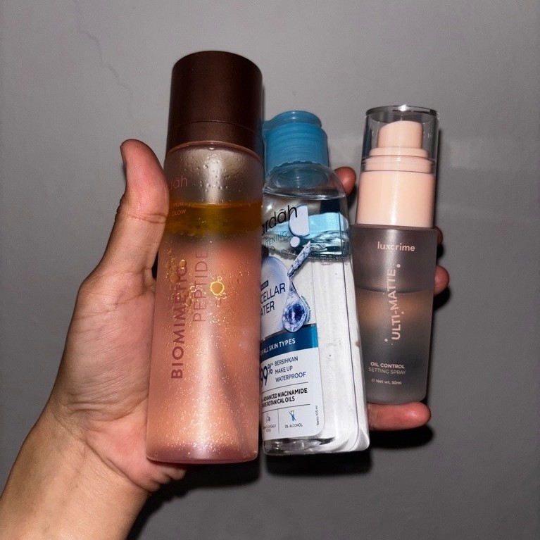 PRELOVED Wardah Serum Spray + Setting Spray Luxcrime + Micellar Water Wardah new