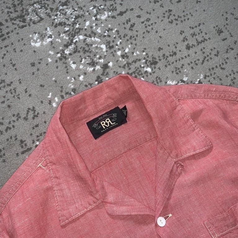 Double RL RRL Ralph Lauren Cotton Linen Open Colar Shirt