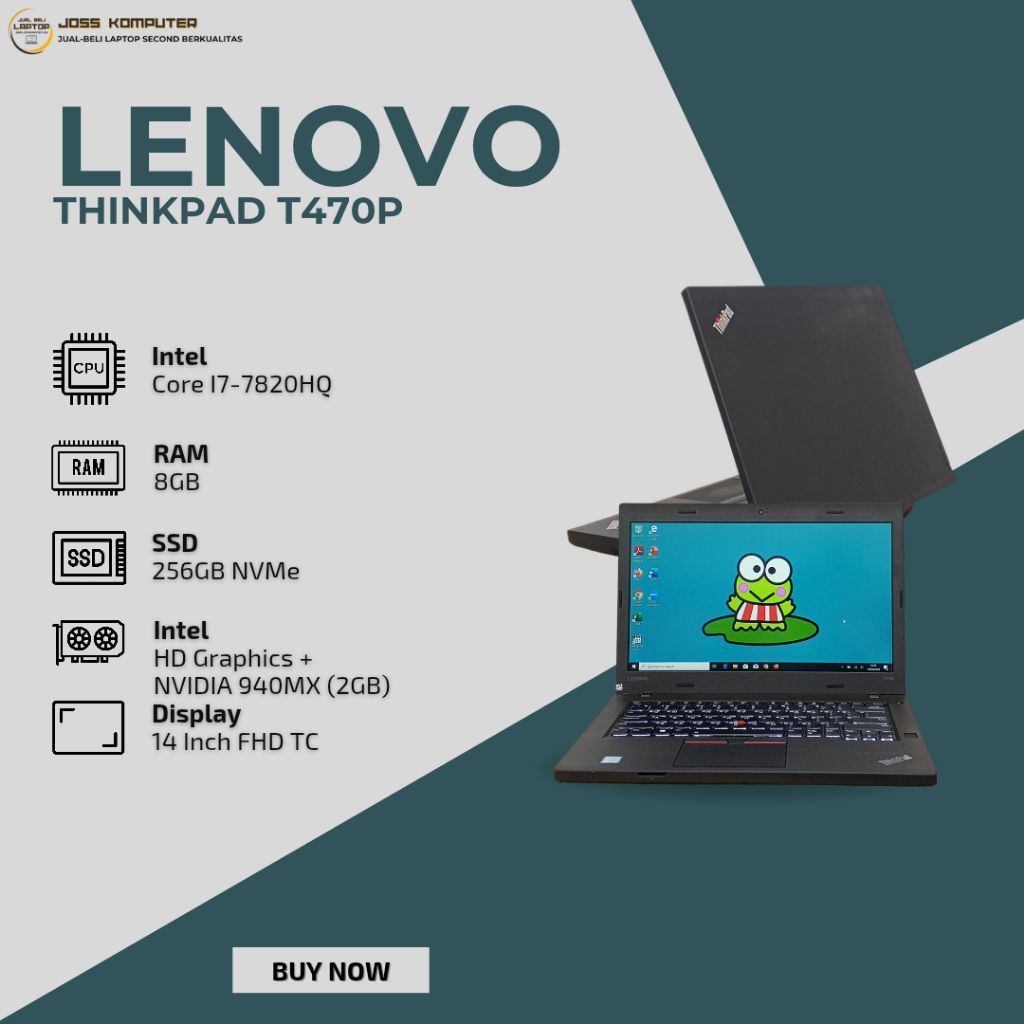 Lenovo Thinkpad T470P Intel Core i7-7820HQ / Ram 8GB / SSD 256GB NVMe / Nvidia 940Mx (2GB)/ Key Back