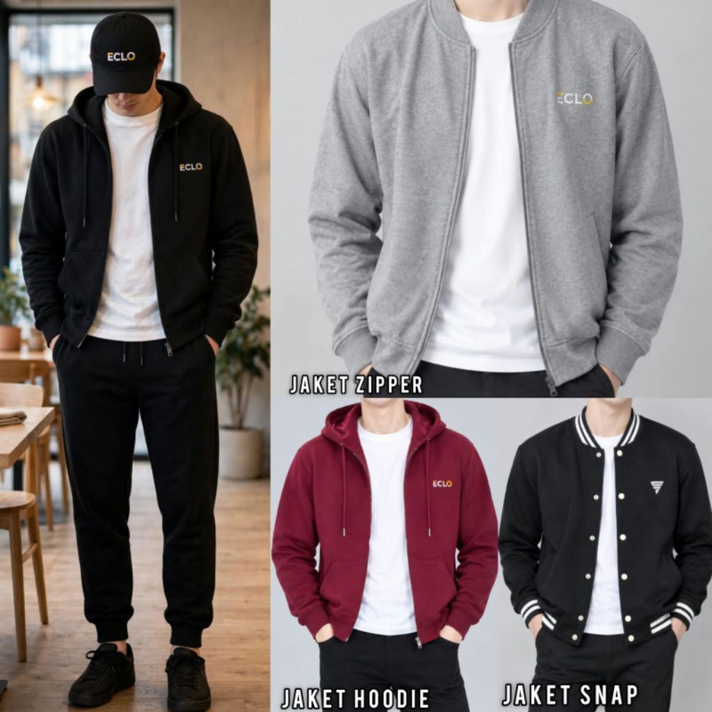 JAKET HOODIE ECLO ,JAKET ECLO SNAP, JAKET ECLO ZIPER