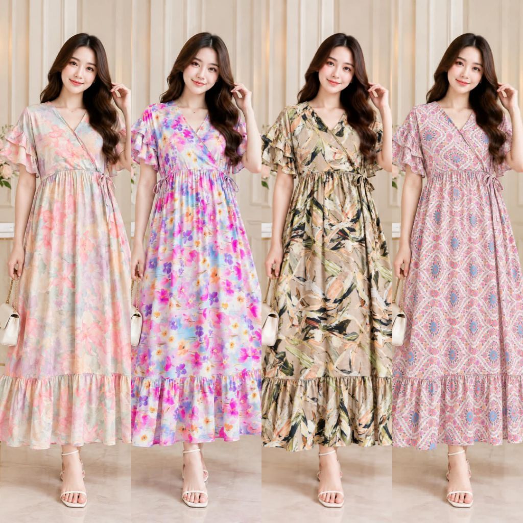 KIMONO SESILIA DRESS MOTIF BUNGA//DRESS RAYON PREMIUM//DASTER MURAH