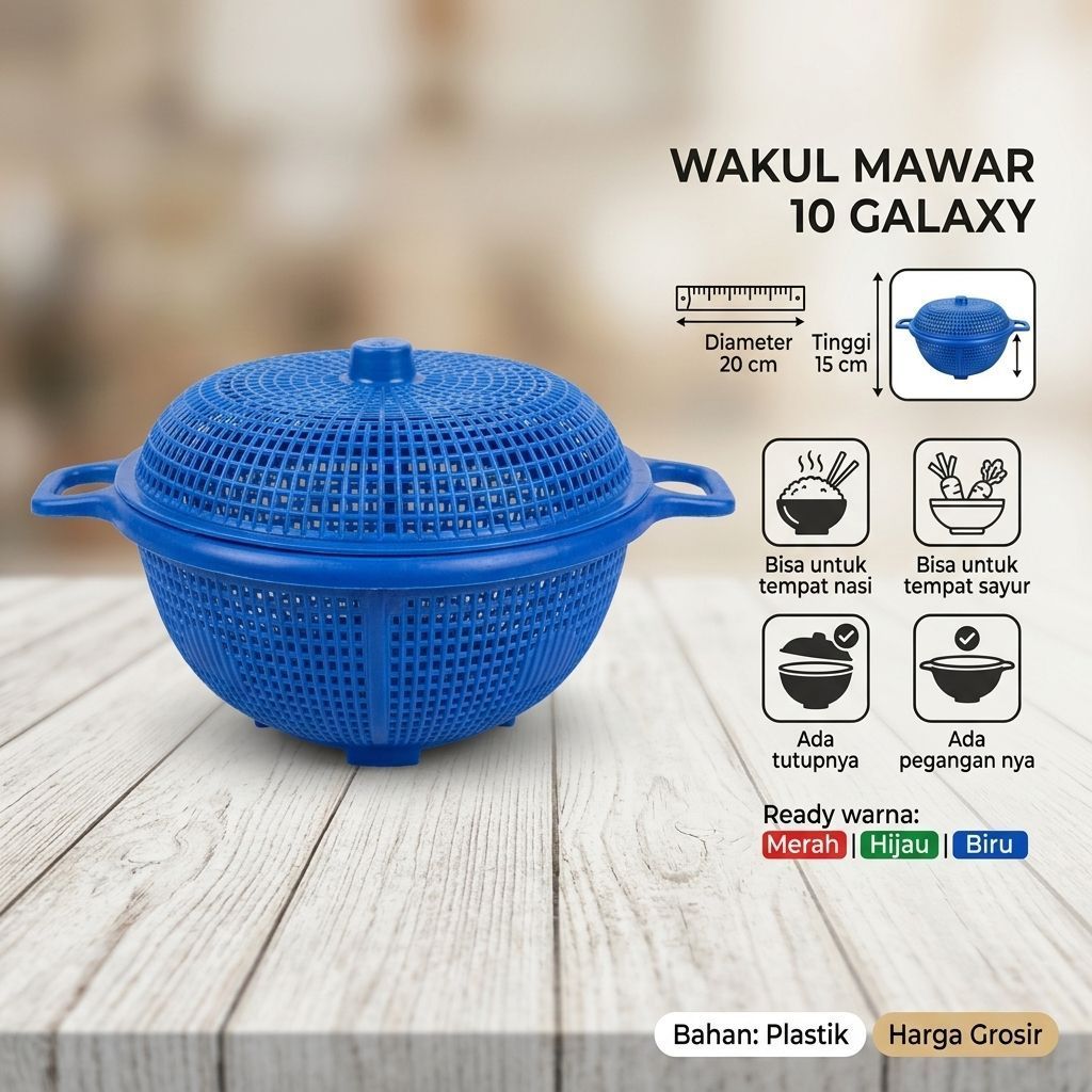 Wakul nasi plus tutup mawar 10 super plastik