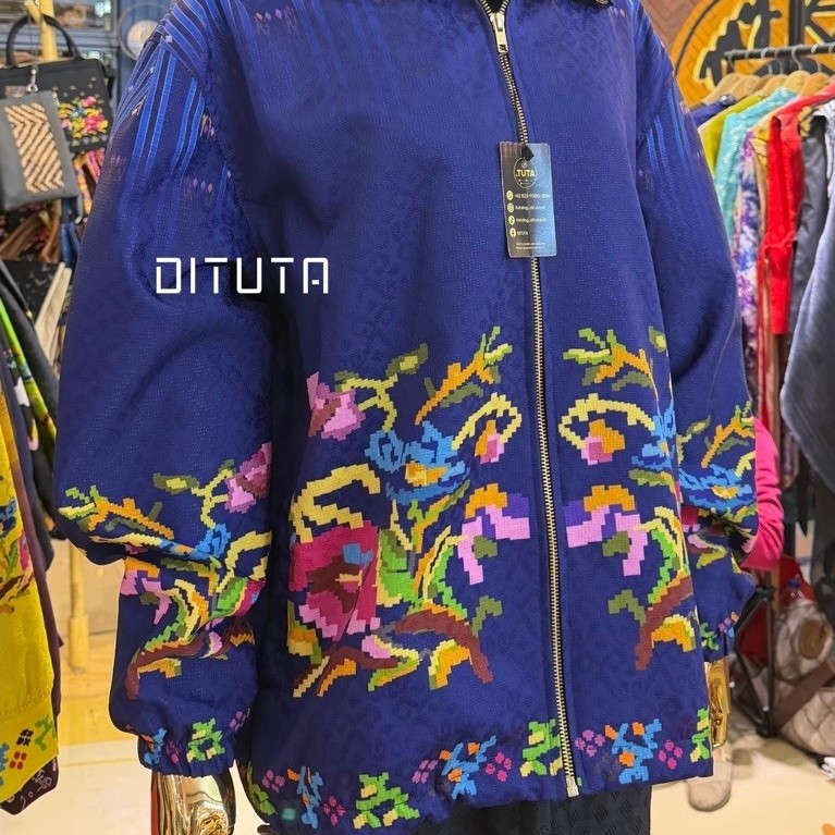 Premium Jaket Etnik Khas Sulsel by @katalog_dituta.id Motif Lagosi Navy