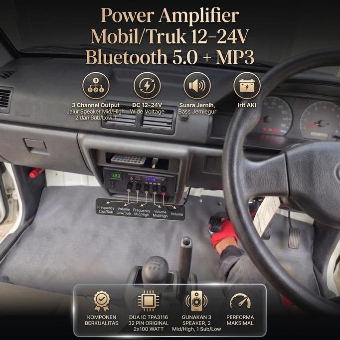 Power Amplifier Mobil Truk Super Irit Aki Amplifier Subwoofer MP3 Bluetooth 5.0