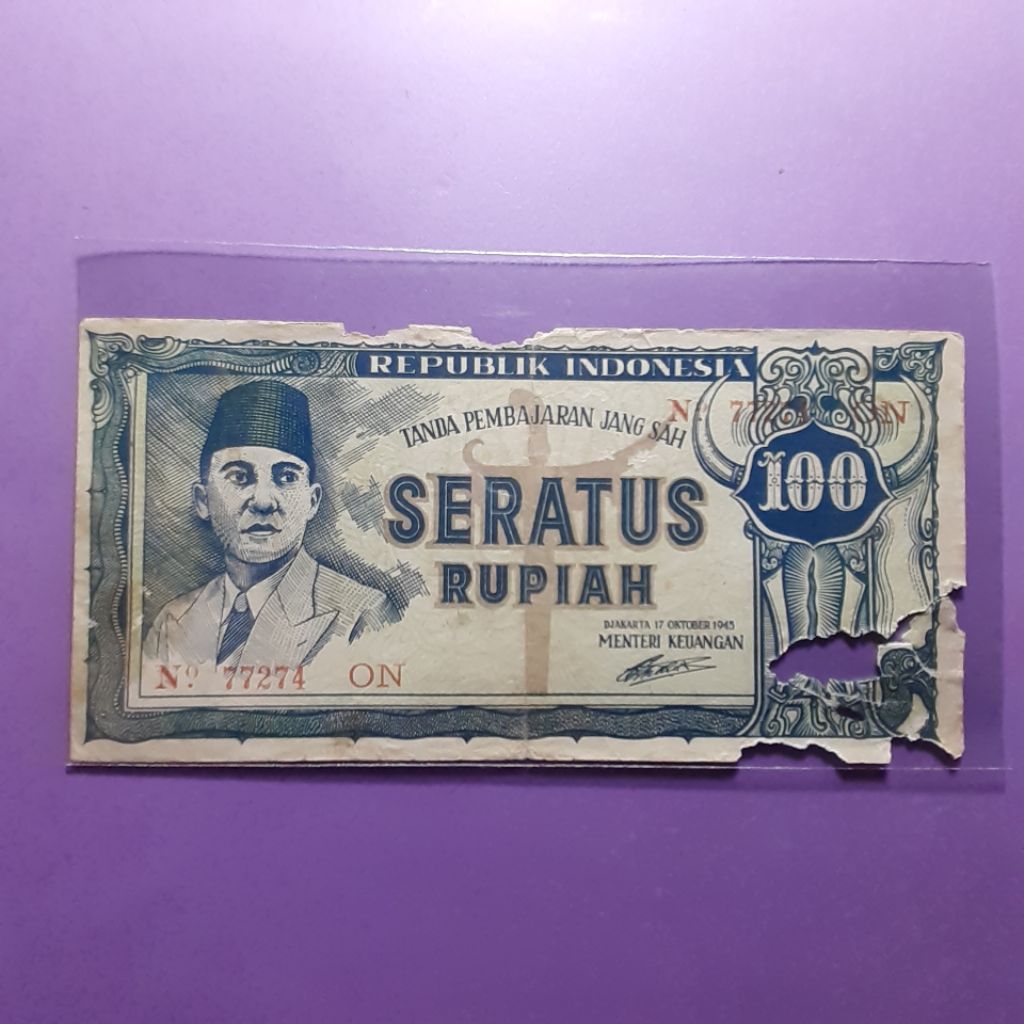 uang kuno 100 rupiah ori 1945