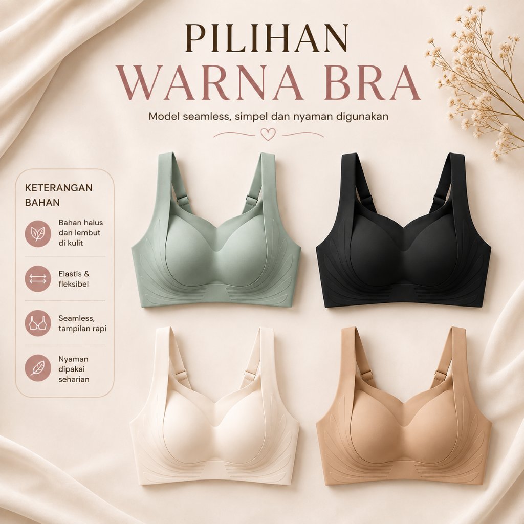 POLINI Bra Wanita Push Up Seamless Tanpa Kawat Sport Bra K3 Pakaian Dalam Wanita High Quality 333